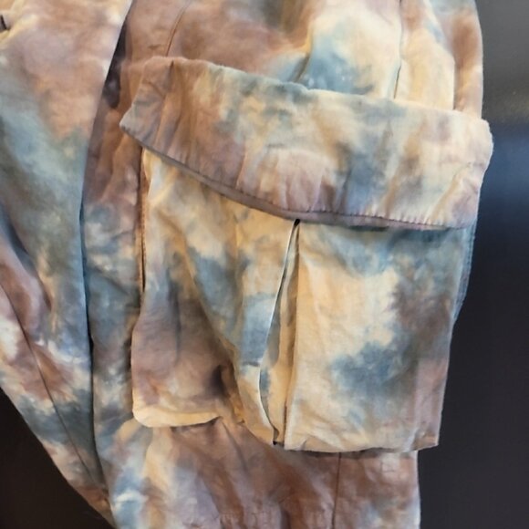 MNML Brown & Green Camo Cargo Pants L Relaxed Fit Straight Leg 100% Cotton Made - Picture 12 of 14